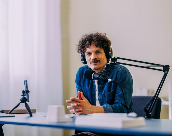 Behind the scenes from today's podcast recording.
